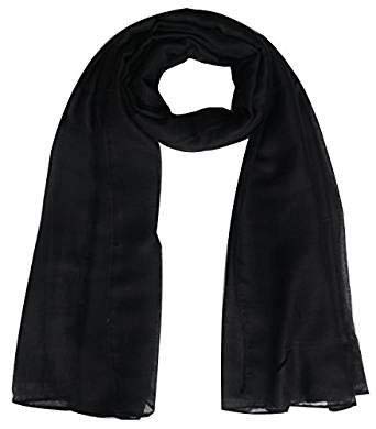 World of Scarfs One Scarf Many Ways to Wear : Plain Hijab Sarong Shawl Wrap Cover- Up Sarong Cape (Black)