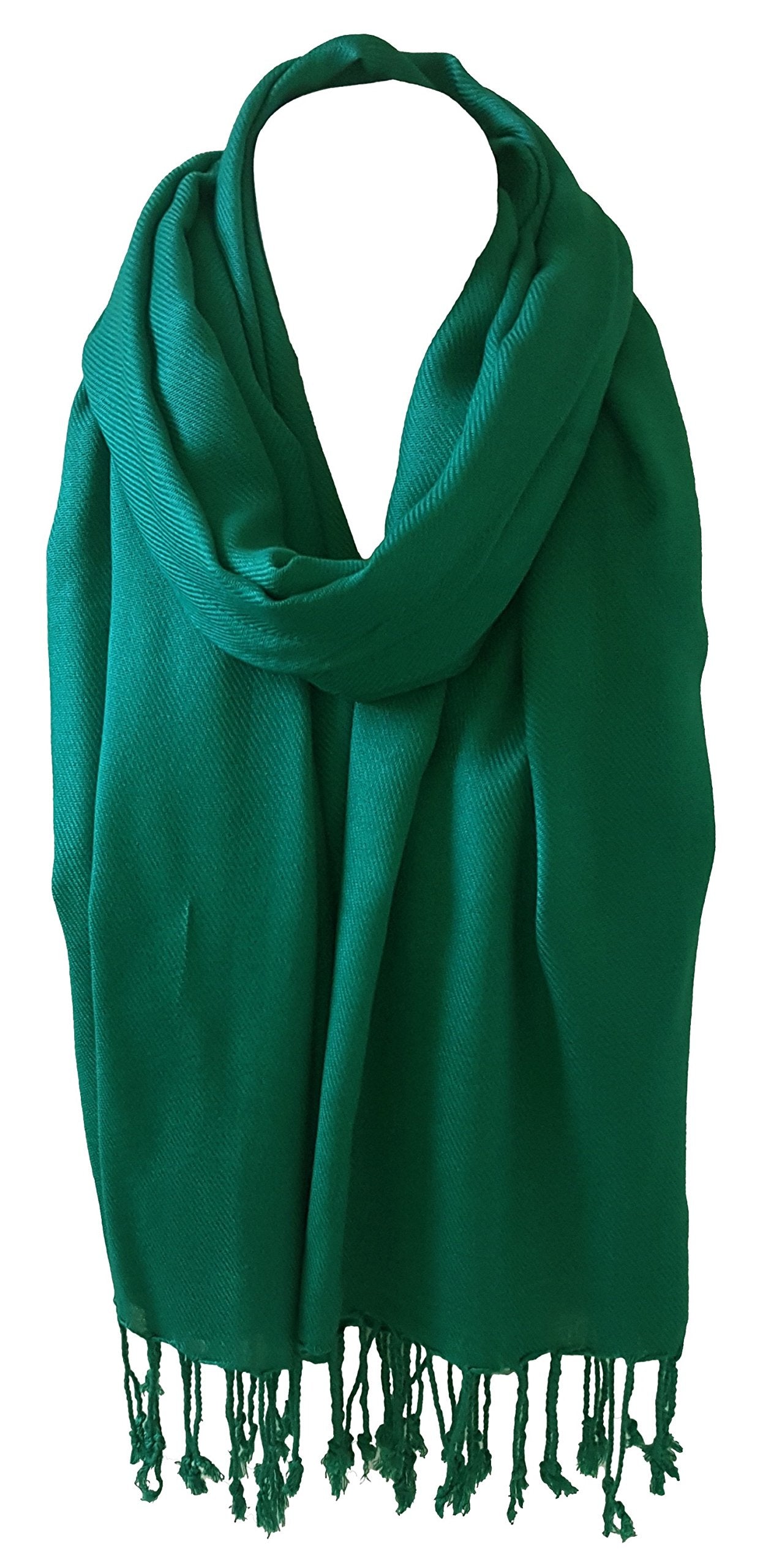 World Of Shawls Unisex Plain Pashmina Scarf Shawl Stole Wrap High Quality 100% Viscose Factory Clearance SEASONAL COLOURS (Emerald Green)