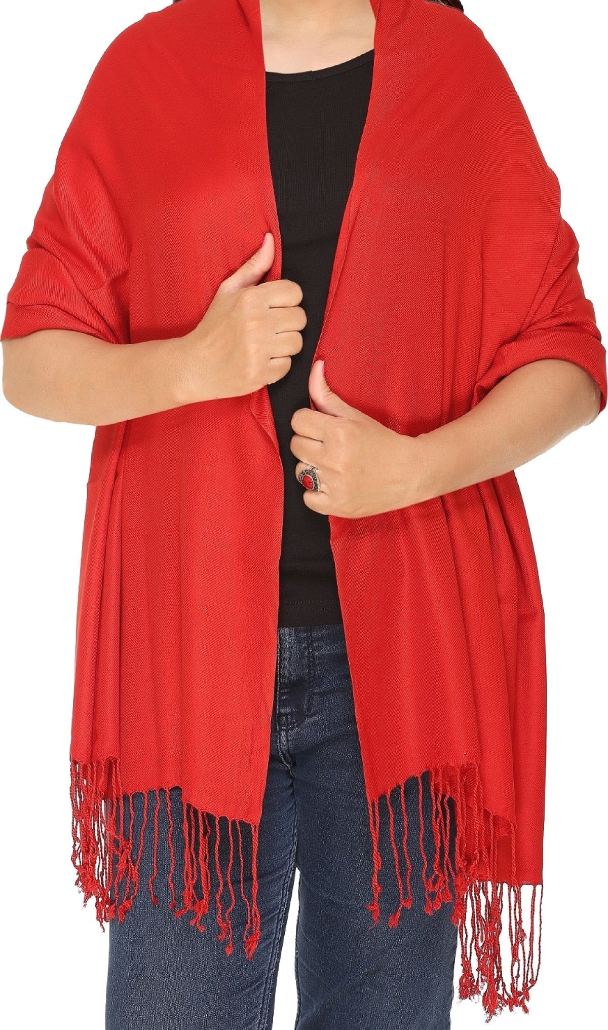 Plain Pashmina Scarf Hijab Shawl Stole Wrap Viscose (Red)