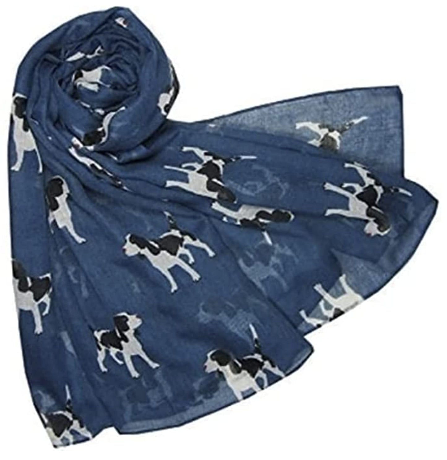 World of Shawls New ladies Puppy Dog Print Scarf Springer Spaniel Dog Scarf Lovely Soft Print Fashion Scarf Wrap Shawl Maxi Sarong (Spaniel Dog Navy Blue)