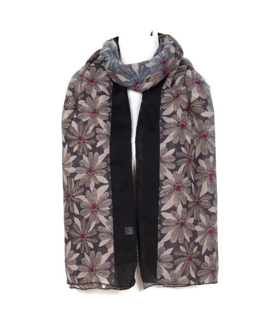 NEW Gorgeous Ladies Women's Girls 3 Tone Sunflower Print with Border Scarf Scarves Stole Wrap