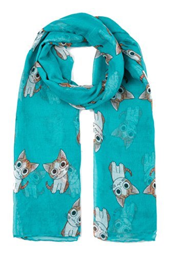 World of Shawls Ladies Cute Cat Print Scarf Wraps Shawl Soft Scarves Maxi Large Size