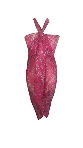 World of Shawls Sarong Japanese Cherry Blossom Bird And Floral Print