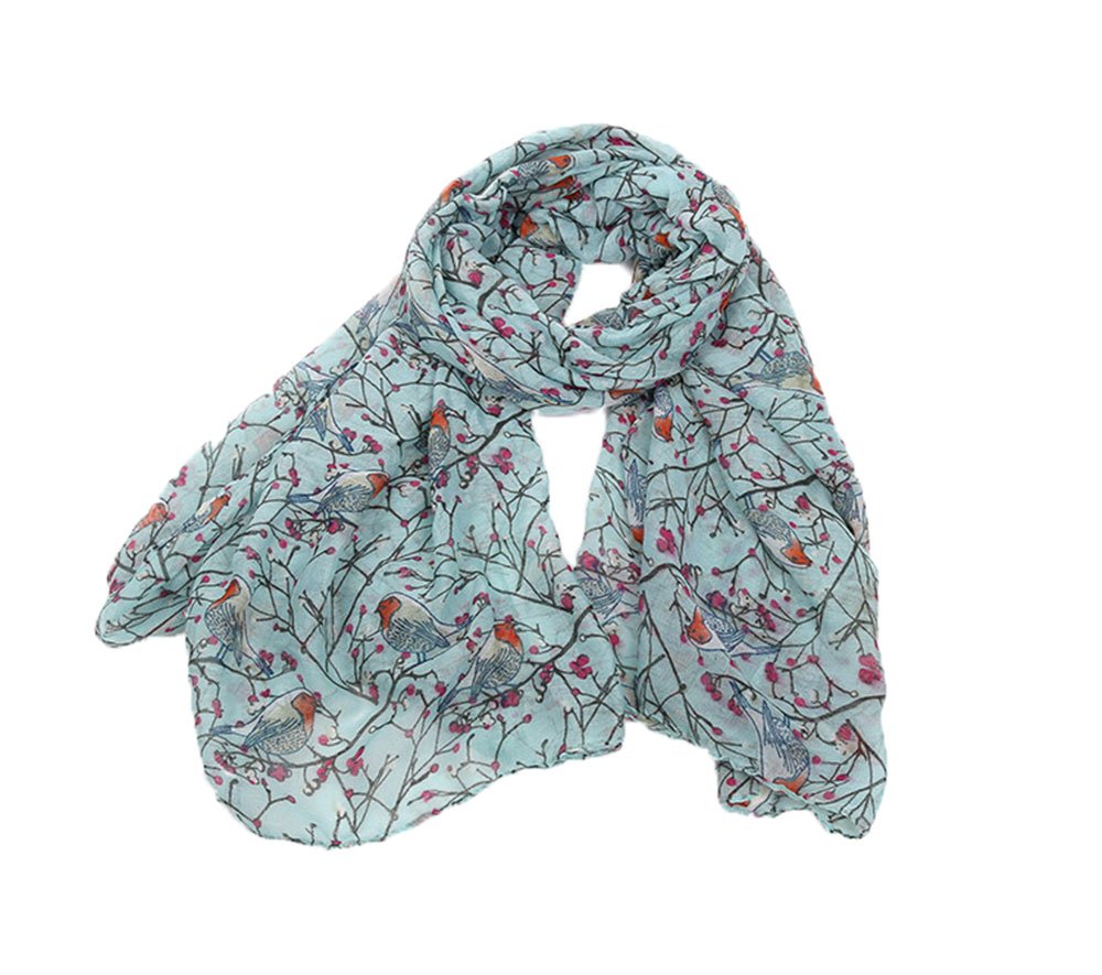 Kobwa(TM) Fashion Bird Print Thin Soft Long Shawl Scarf Wrap Women Scarves with Kobwa's Keyring