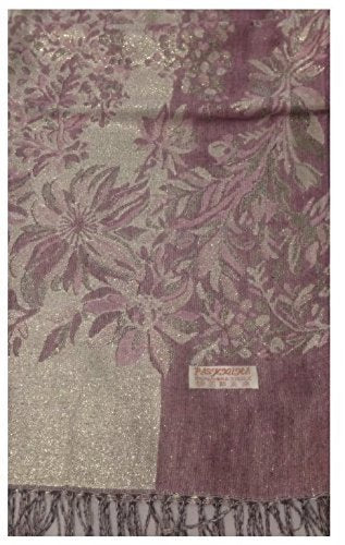 Beautiful Dusky Pink Jamavar Floral Design Pashmina & Silk Style Shawl/Scarf/Wrap with Sparkly Glitter Thread