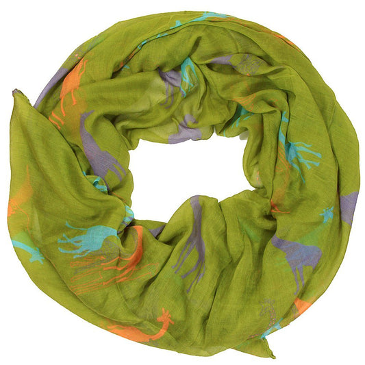 Stylish women scarf giraffe print design style (Olive green)