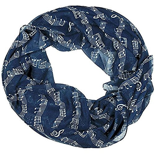 Music Print Scarf Musical Notes Ladies Fashion Wrap Scarves (Blue)