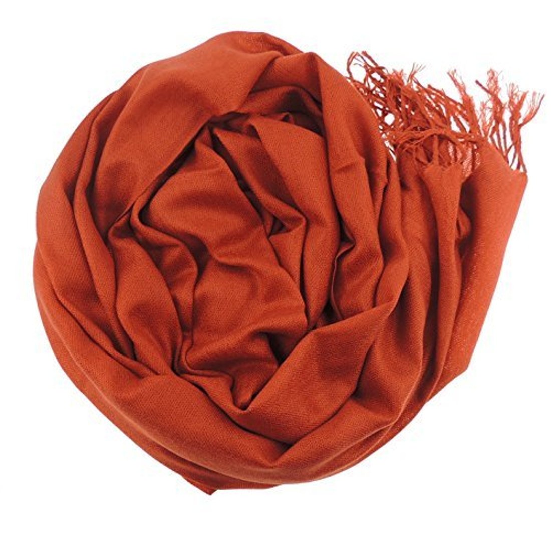 Beautifully Soft Pashmina & Silk Mix Ladies Evening Scarf Wrap Available in Many Colours (Terracotta)