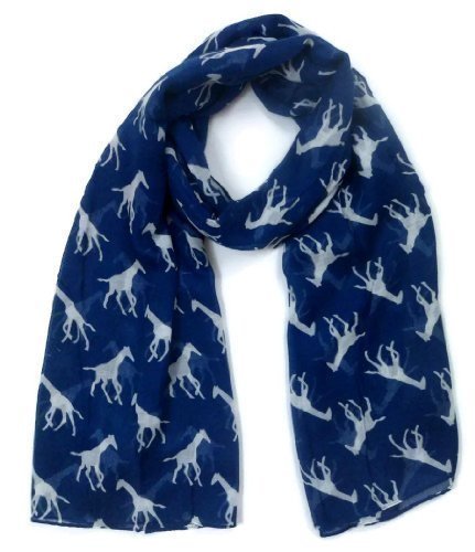 Running Giraffe Print Ladies Fashion Scarf (Navy)