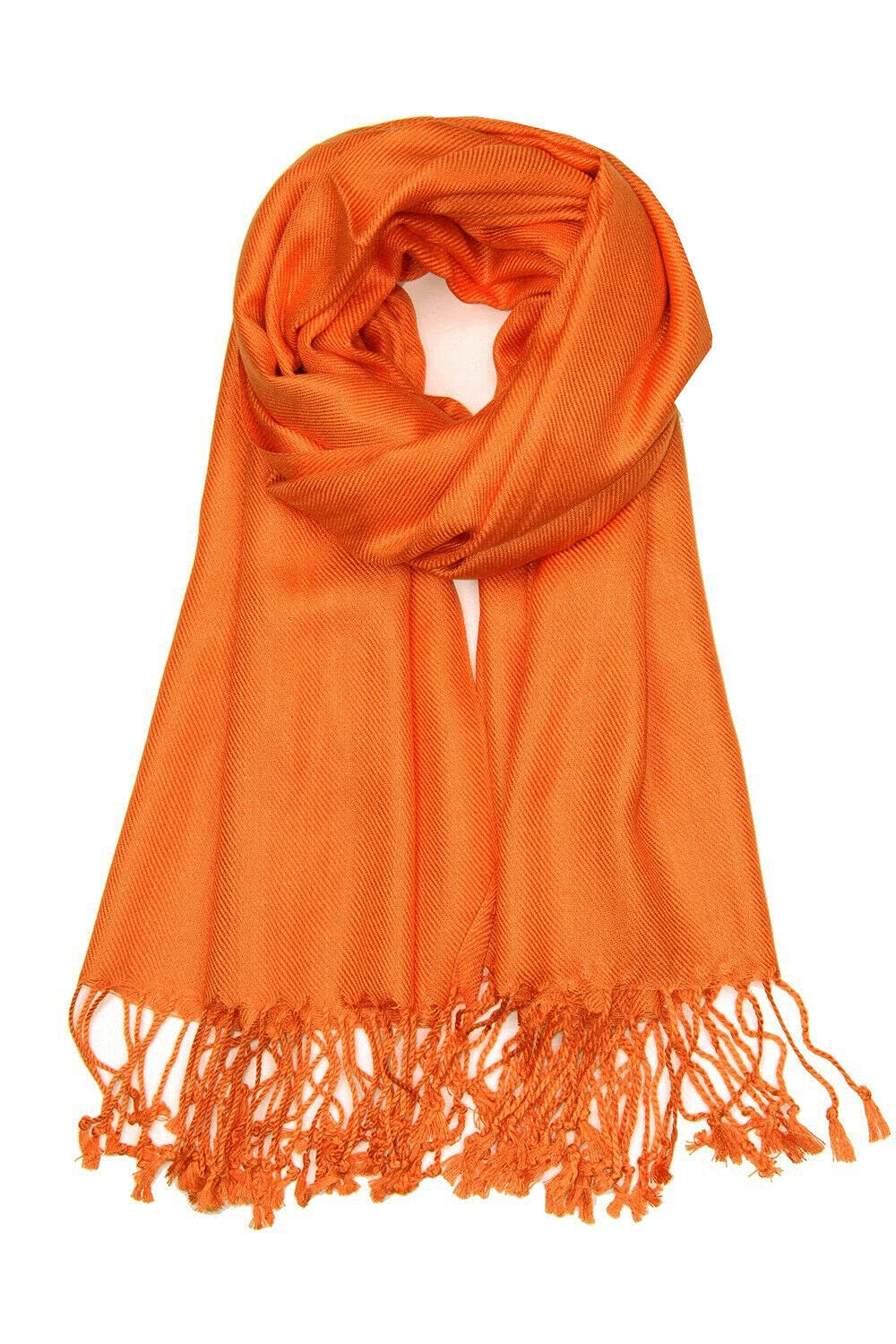 World of Shawls Plain Pashmina Scarf Hijab Shawl Stole Wrap Viscose (Orange)
