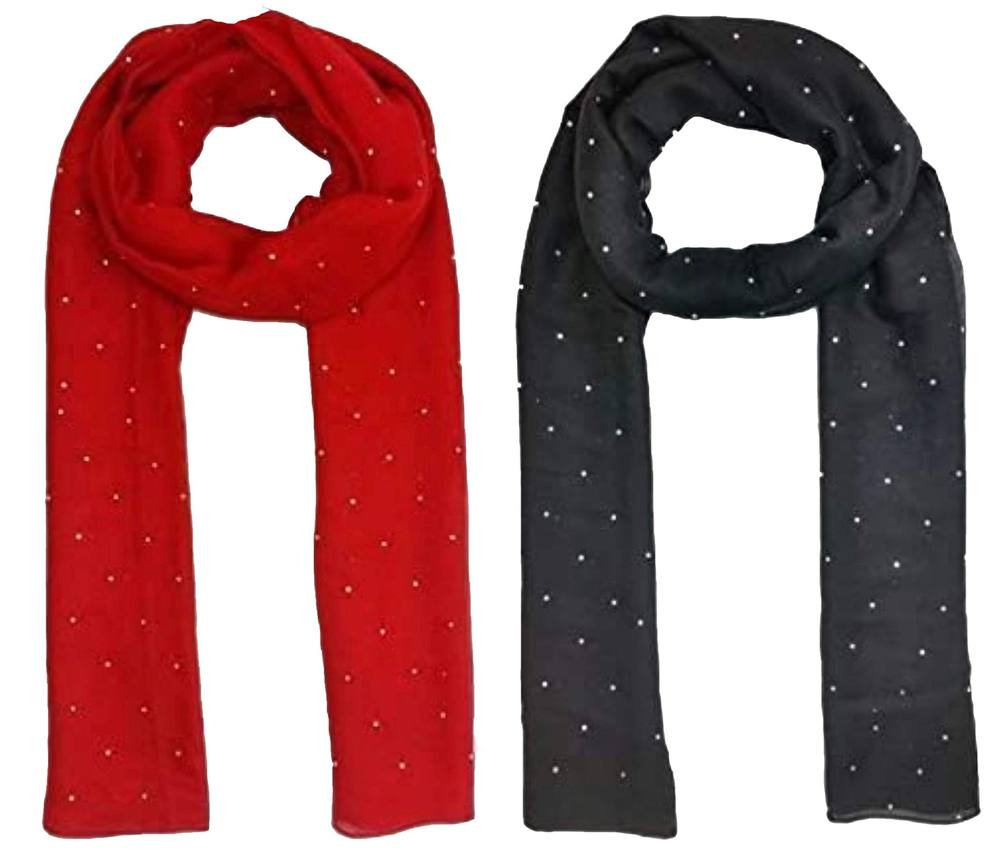 World of Shawls 2 Scarves Wrap Shawl Scarf for Women Ladies (Stone Red & Black, 2)