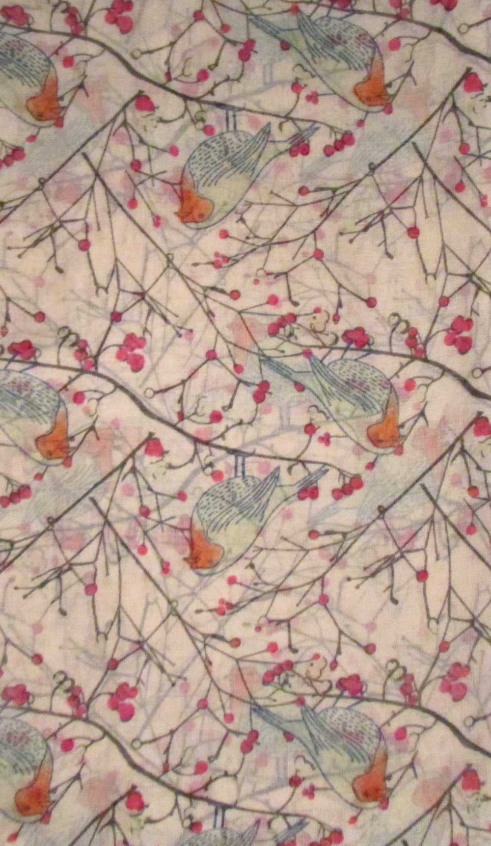Light Pink Robin Print Lightweight Scarf