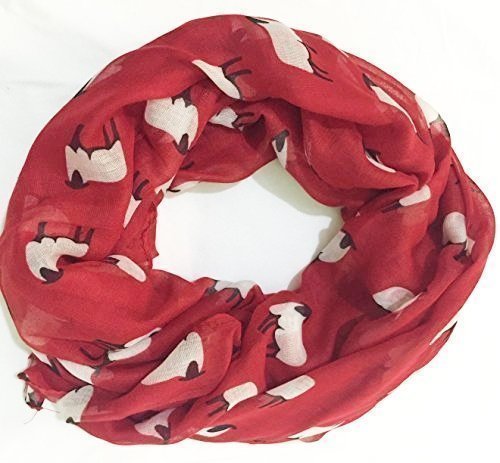 World of Shawls Red Sheep Print Design Ladies Scarves Shawl Wrap Maxi Scarf Sarong