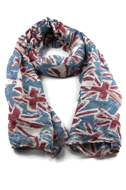 World of Shawls Union Jack Womens London Fashion Denim Blue Fashion Scarf Wrap Shawl Maxi Sarong