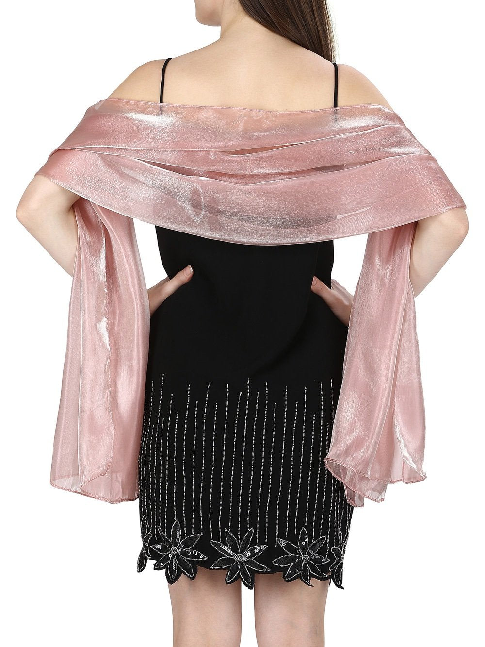 World of Shawls Silky Iridescent Wrap Stole Shawl For Weddings Bridal Bridesmaids Evening Wear Prom & Parties (Dusky Pink)