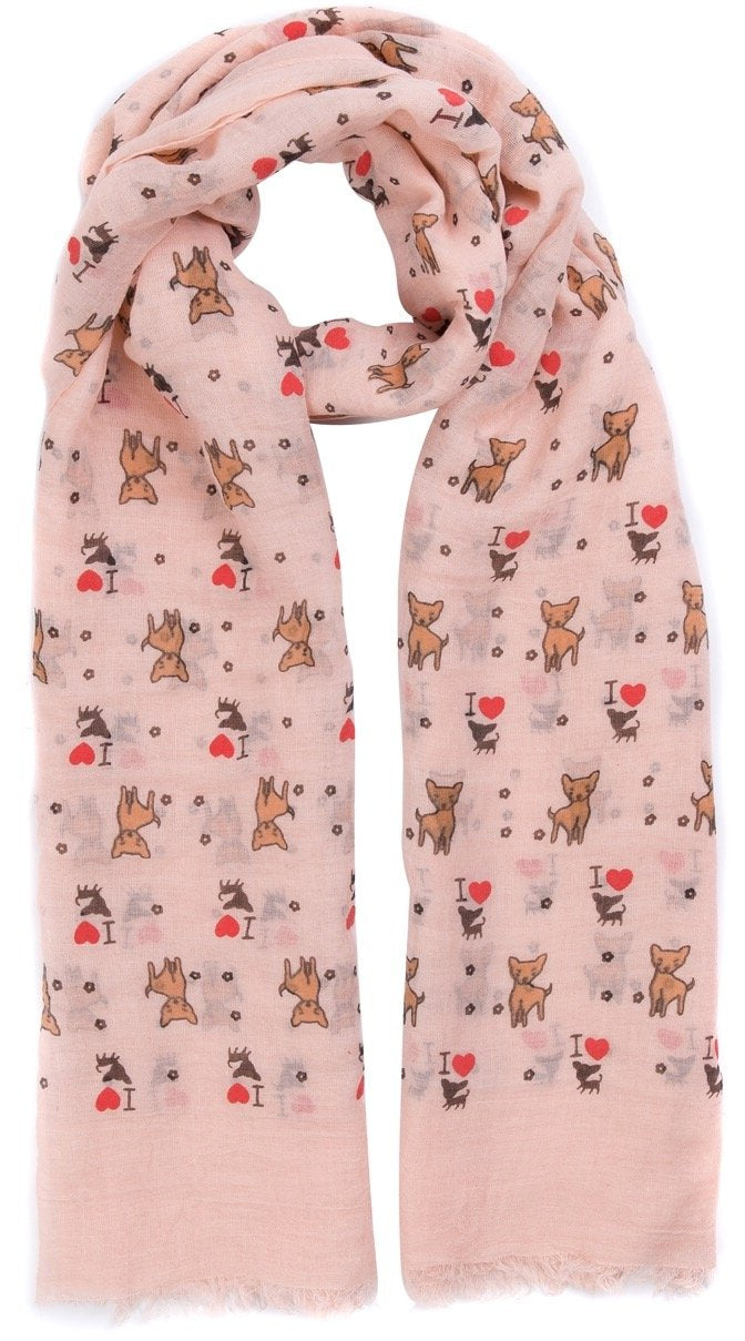 World of Shawls Puppy Dog Print Women's Scarf Oversize