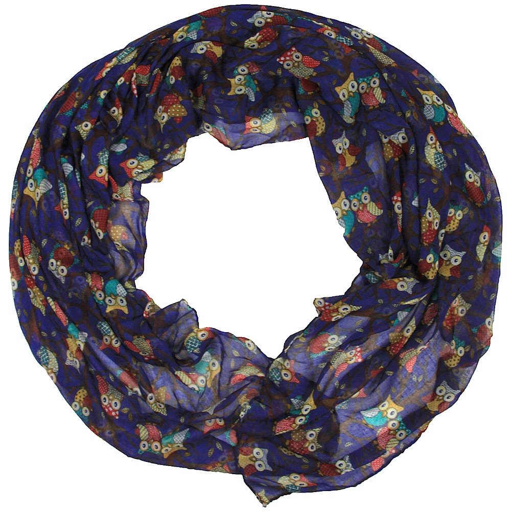 Owls Print Design Women's Scarves Large Size (Purple blue)