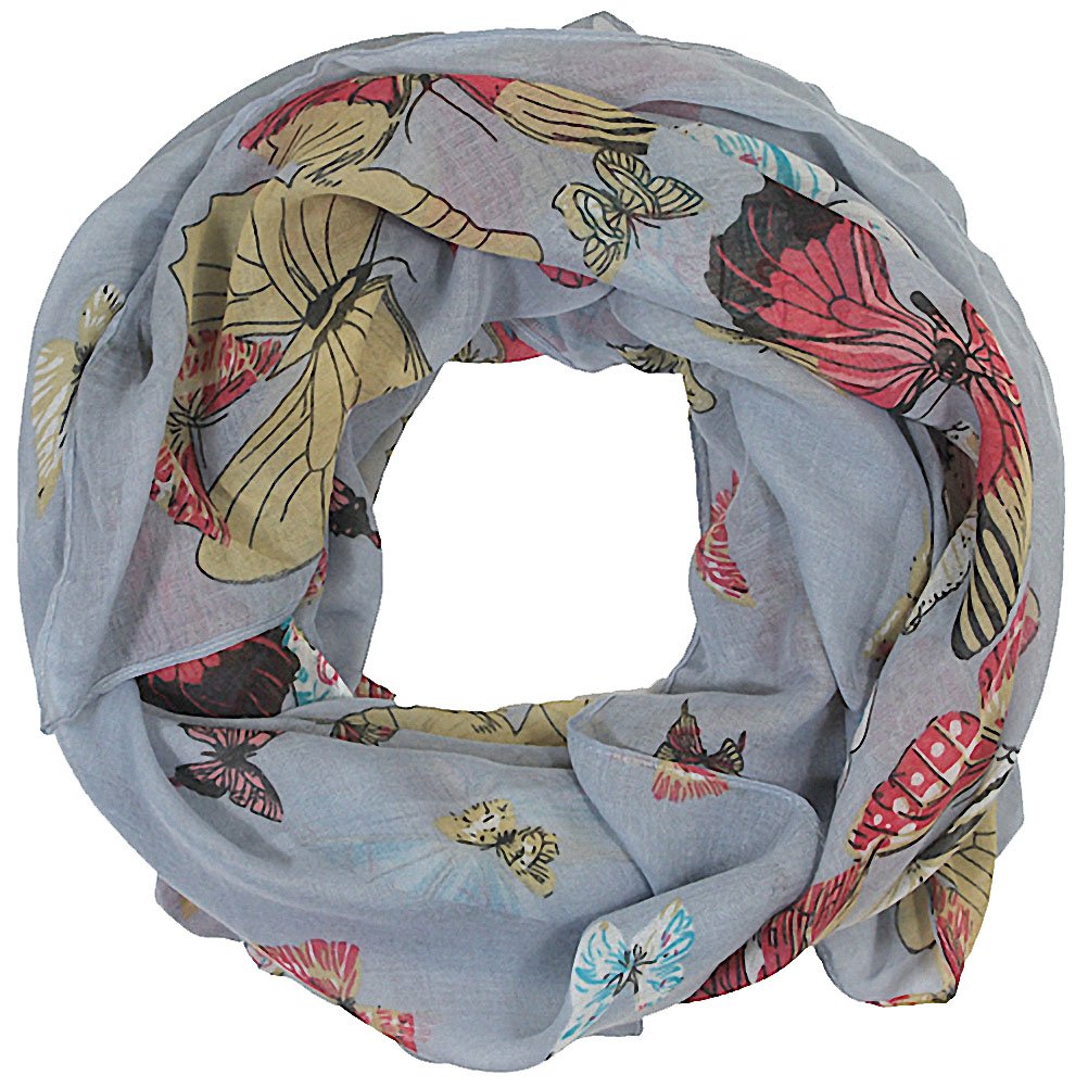 Butterfly Print Design Women's Scarves (Grey)