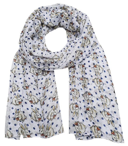 World of Shawls Ladies Womens Colorful Long Soft and Warm Bunny Rabbit Print Scarf Sarong