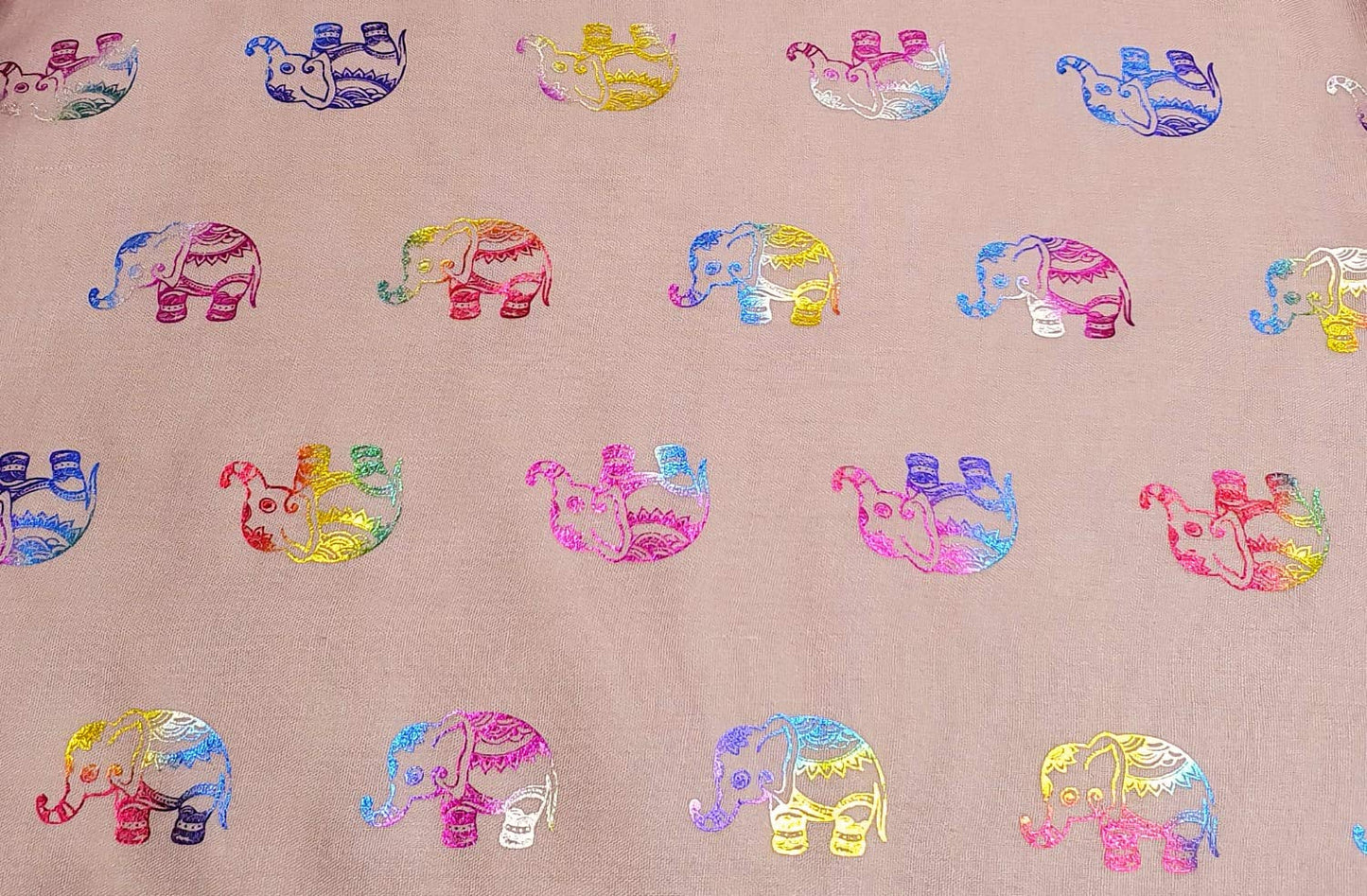 World of Shawls Metallic Rose Gold Beautiful Thai Elephant Print Women Scarf Shawl Scarves Wrap Beach Cover Gift
