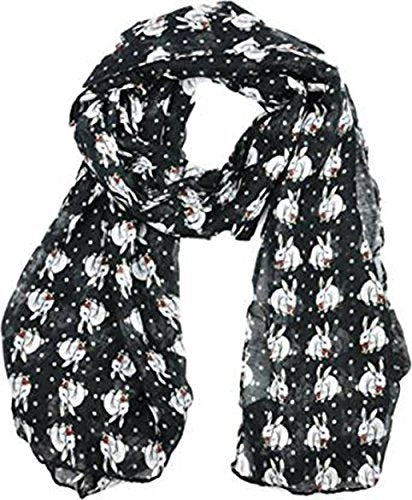World of Shawls Ladies Womens Colorful Long Soft and Warm Bunny Rabbit Print Scarf Sarong