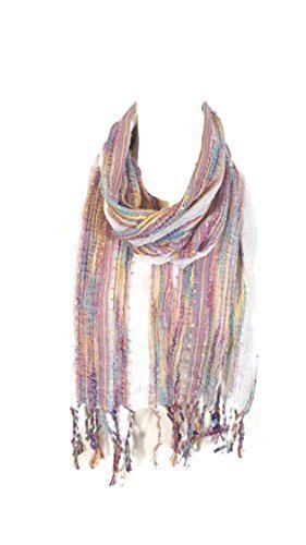Ladies Womens Celebrity Style Colourful Glitter Stripes Scarf Scarves Stoles With Winter Gloves CHRISTMAS SALE