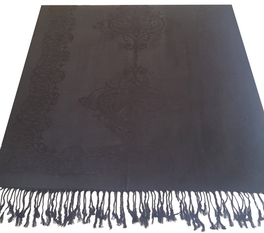 World of Shawls Ladies Damask Design Reversible Pashmina Feel Shawl Scarf Wrap Stole Luxuriously Warm Soft and Silky Touch