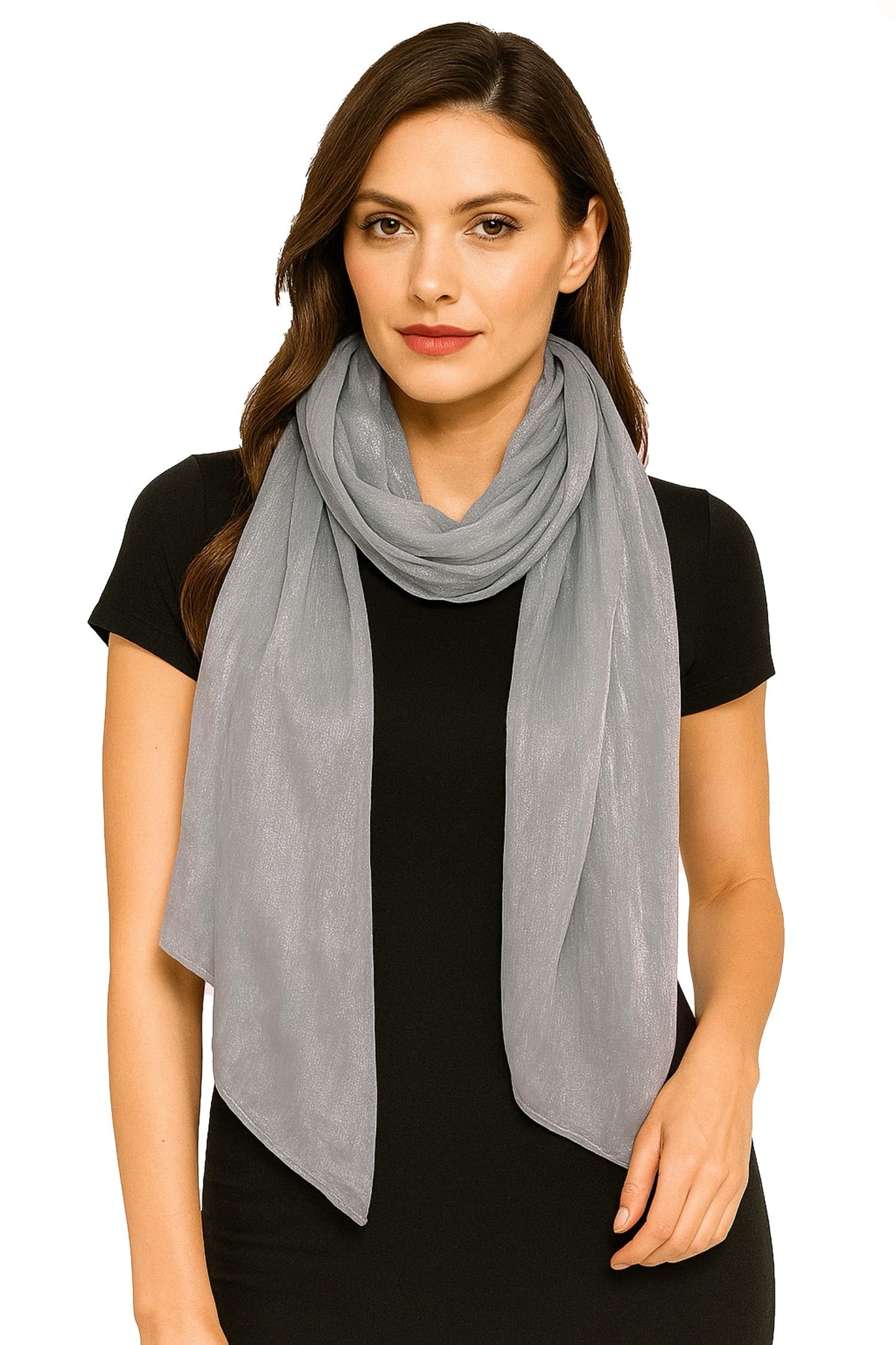 World of Shawls Women’s Pleated Organza Crepe Scarf with Sheen 70x180cm | Elegant Lightweight Wrap for Party, Wedding & Evening Wear – Shiny Hijab & Shawl