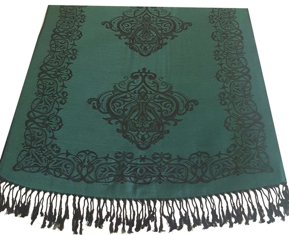 World of Shawls Ladies Damask Design Reversible Pashmina Feel Shawl Scarf Wrap Stole Luxuriously Warm Soft and Silky Touch