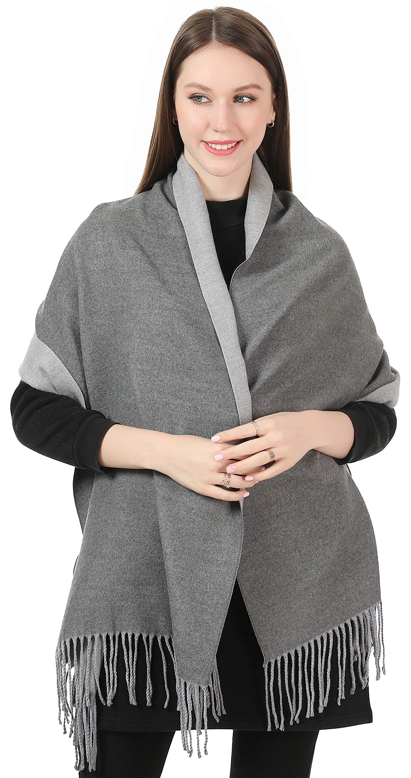 World of Shawls Cashmere-Feel Reversible Winter Scarf – Soft Pashmina Style Shawl Wrap for Women, Long Large Warm Thick Ladies Blanket Scarf