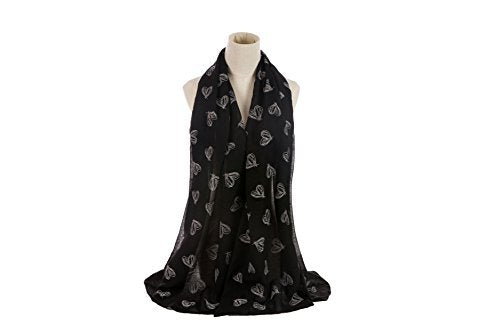 World of Shawls Ladies New Heart Print Scarves Scarf Wrap Sarong Shawl