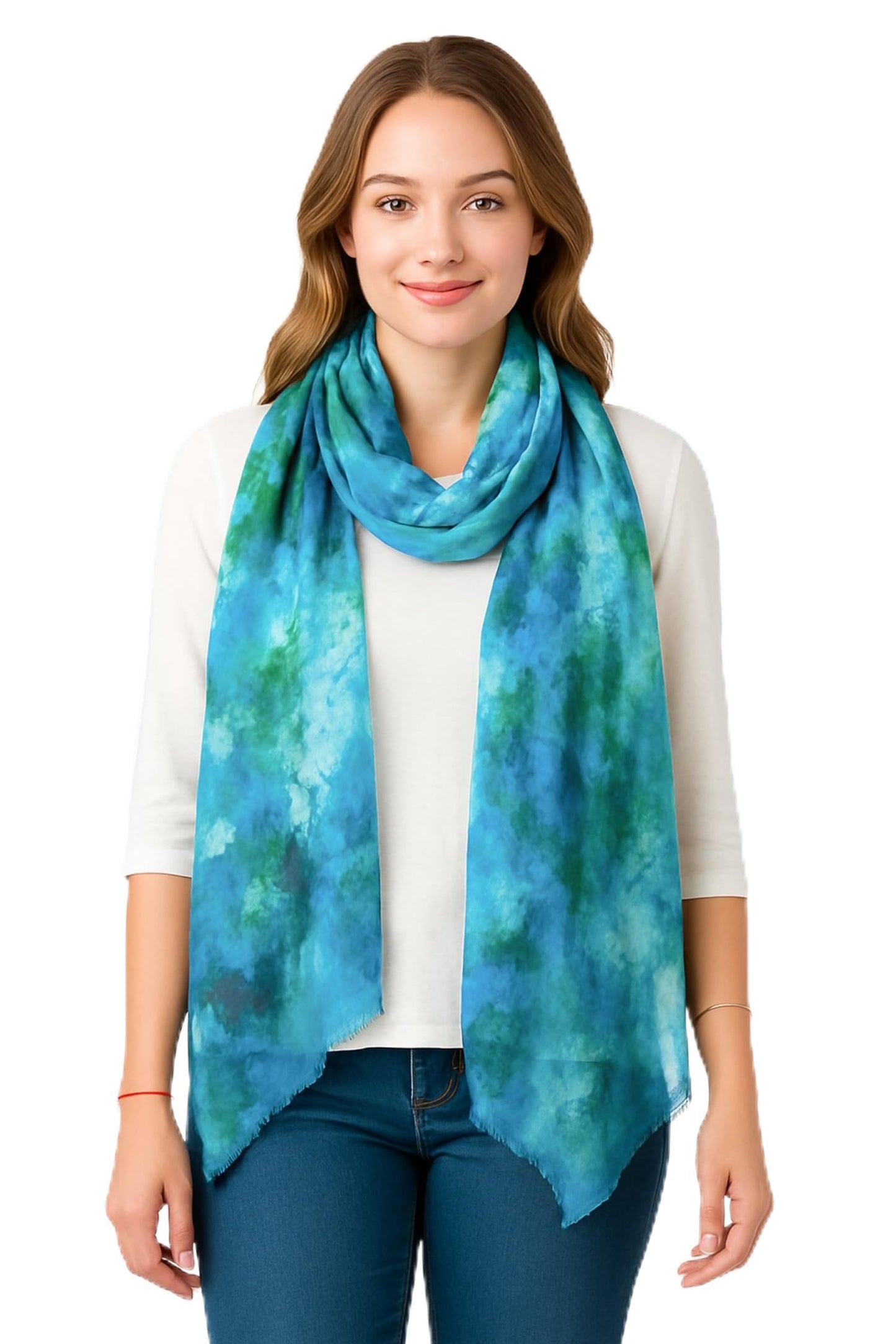 World of Shawls Women’s Artistic Watercolor Scarf – Soft Lightweight Wrap Shawl – Fashion Accessory for All Seasons