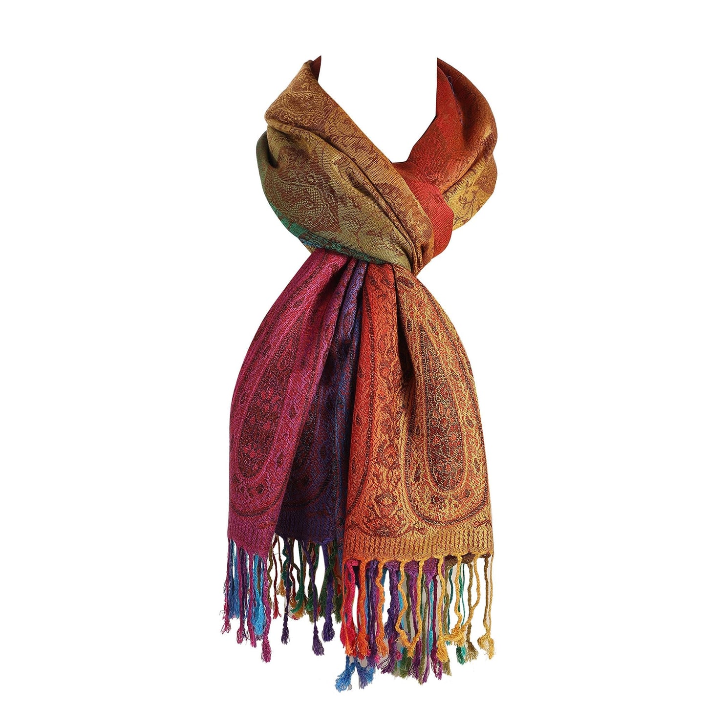 Rainbow Multicolour Pashmina Jacquard Women Ladies Scarf Shawls Wrap