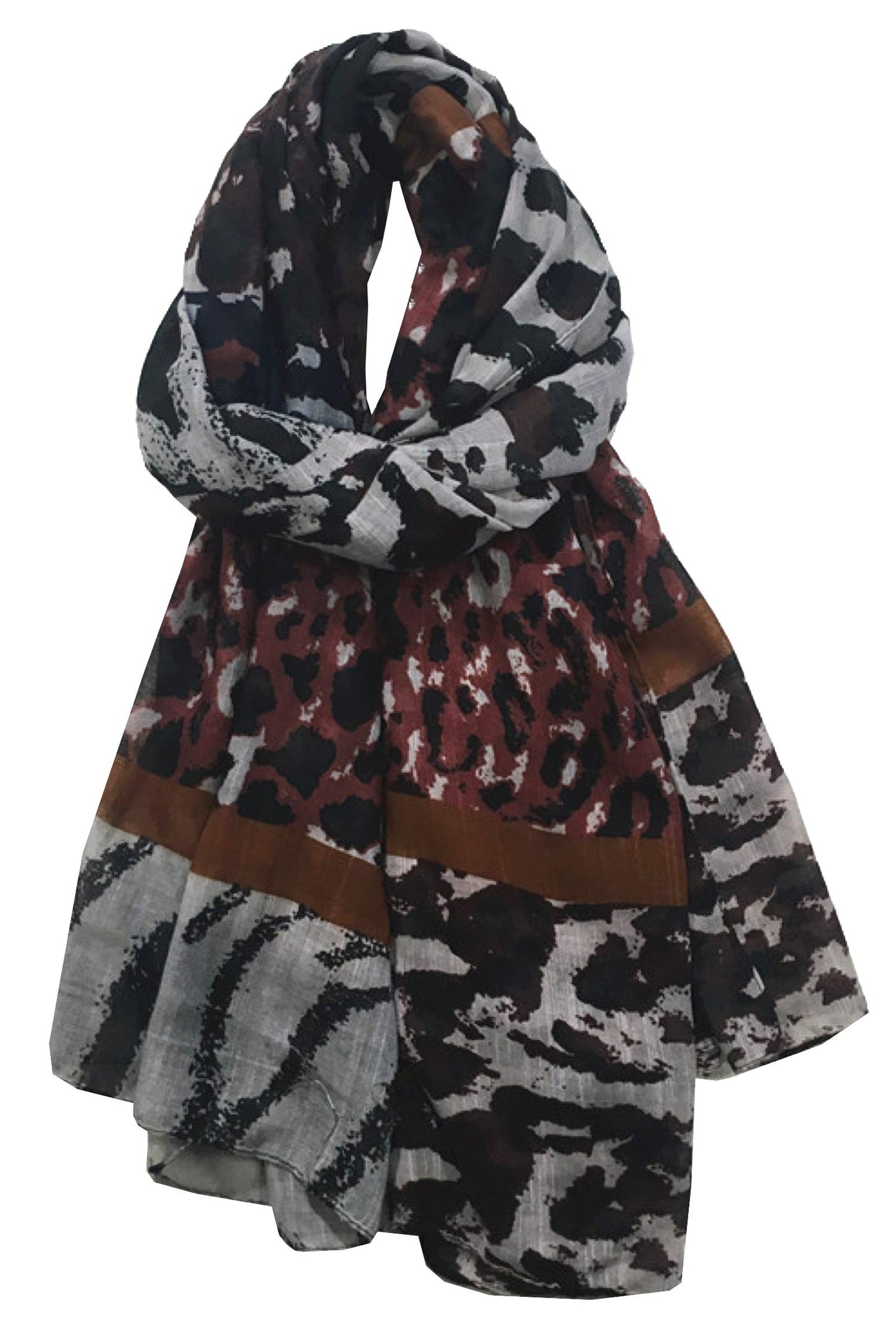 World of Shawls Leopard Print Scarfs for Women Ladies - Black Olive Green Pink Navy Blue Silver - Stylish Scarves Shawl Wrap Stole for Women