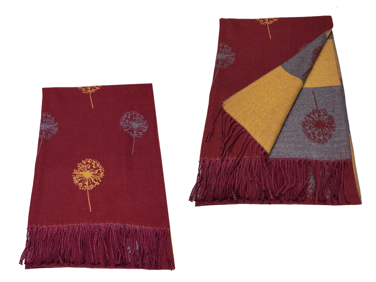 World of Shawls WINTER WARMER Reversible Thick Long DANDELION Print Fashion Scarf Blanket Wrap