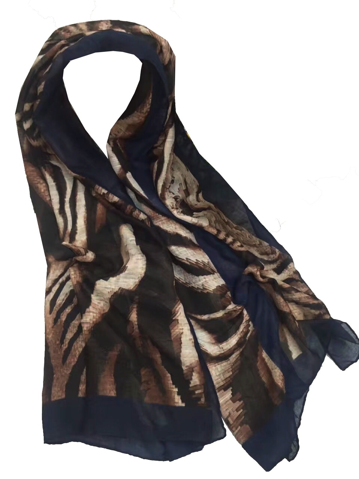 World of Shawls Tiger Print Scarf Wrap Sarong Shawl Scarves for Women Ladies - Navy Black Brown Grey Maroon Mustard Dusky Pink