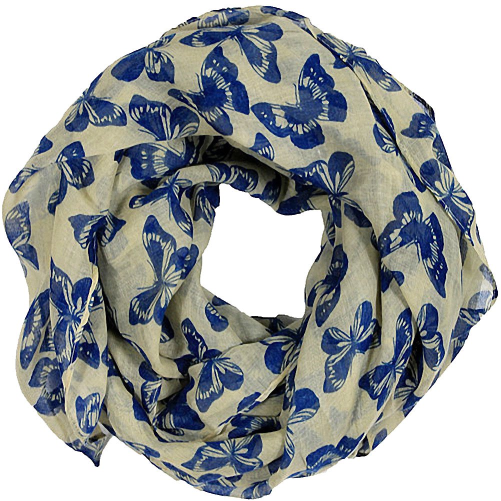Butterfly print women scarves (Navy butterfly)