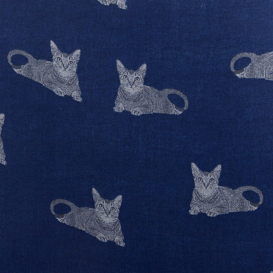 Cats Print Design Women's Scarves (Navy blue)