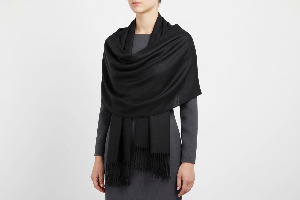 Solid Soft & Silky Eco-Friendly Pashmina Going Out Shawl Wrap Stole Black