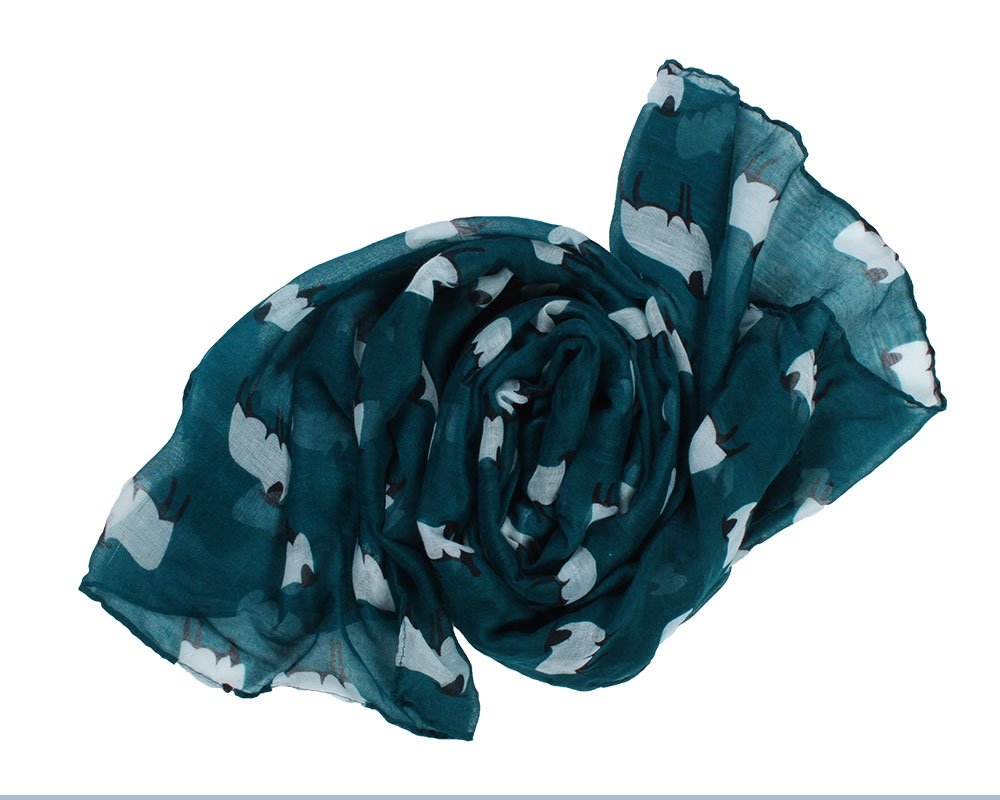 Teal Green Sheep Print Design Scarves for Women Lightweight Large Size Scarf
