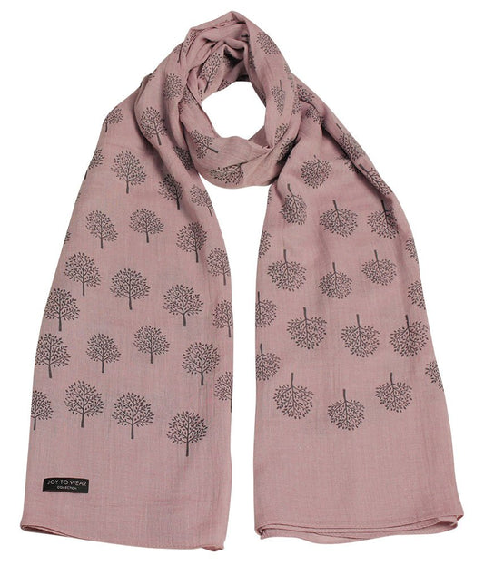 Mulberry Tree Print Fashion Scarf with Daisy Pendant Gift (Pink)