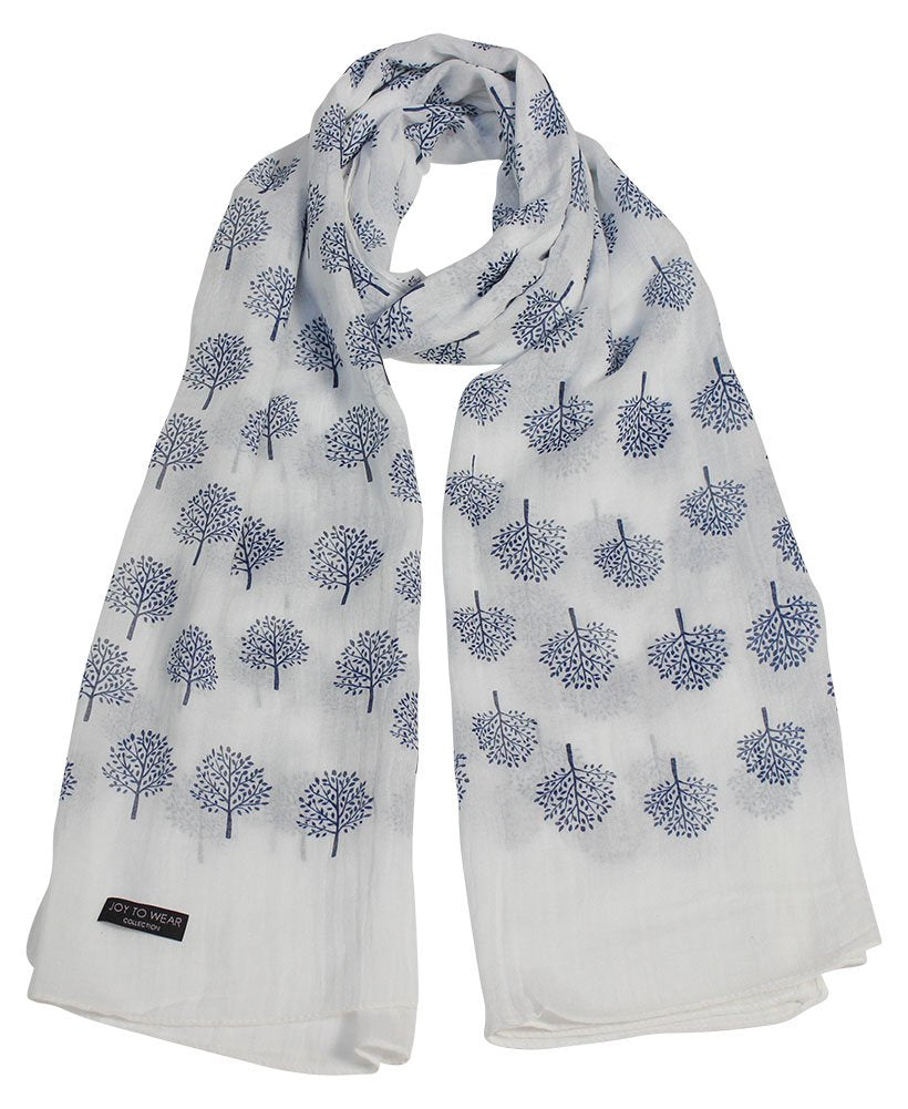 Mulberry Tree Print Fashion Scarf with Daisy Pendant Gift (Cream)