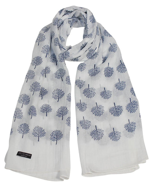 Mulberry Tree Print Fashion Scarf with Daisy Pendant Gift (Cream)