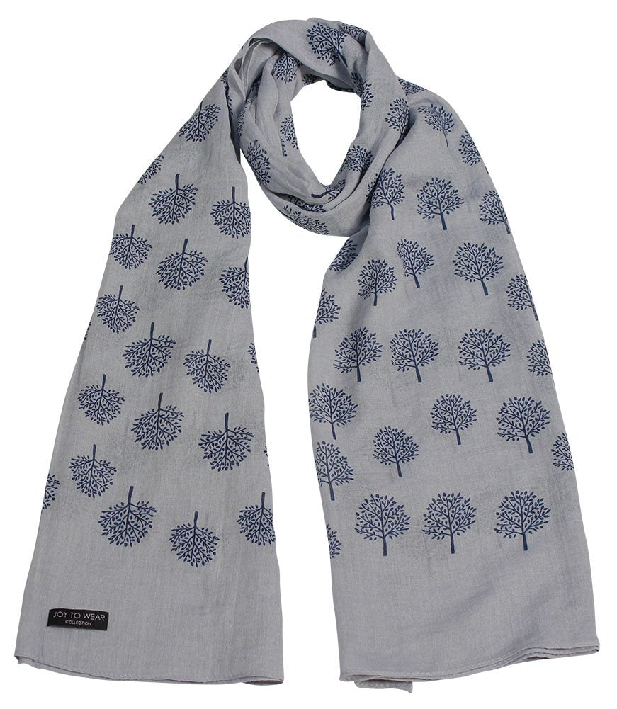 Mulberry Tree Print Fashion Scarf (Grey)(Size:L)