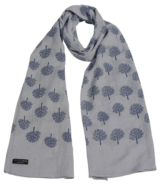 Mulberry Tree Print Fashion Scarf (Grey)(Size:L)
