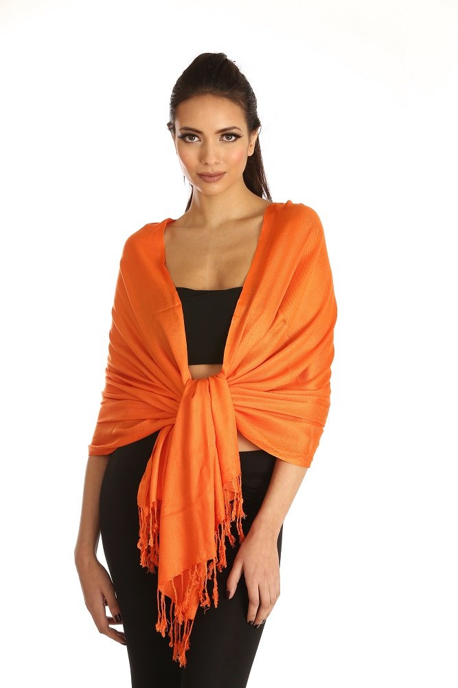 RK Essentials| Plain Pashmina’s Featuring Tassel Edging | Orange