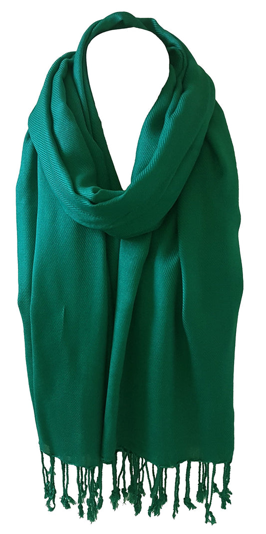 World Of Shawls Unisex Plain Pashmina Scarf Shawl Stole Wrap High Quality 100% Viscose Factory Clearance SEASONAL COLOURS (Emerald Green)