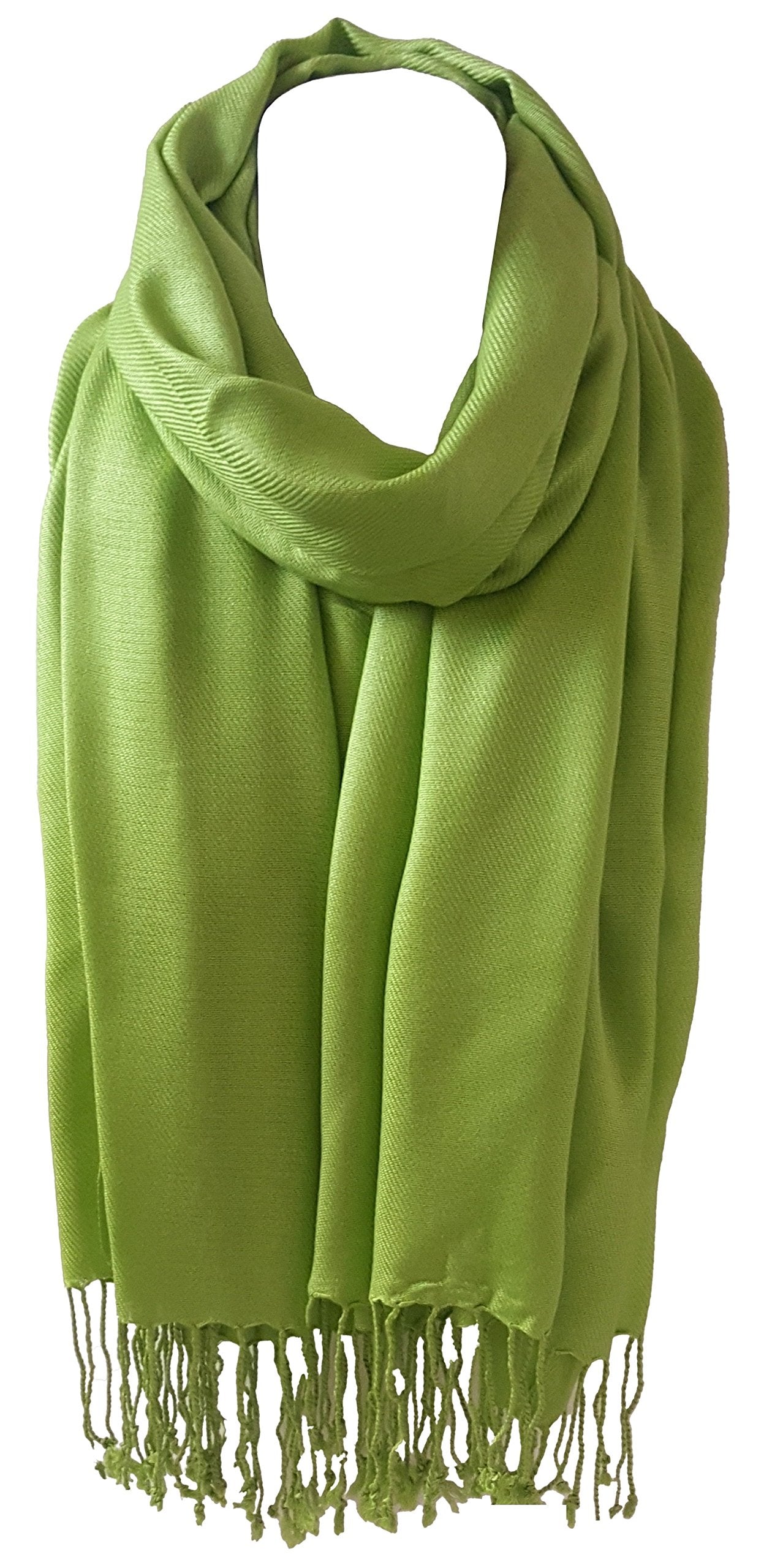 World Of Shawls Unisex Plain Pashmina Scarf Shawl Stole Wrap High Quality 100% Viscose Factory Clearance SEASONAL COLOURS (Lime Green)