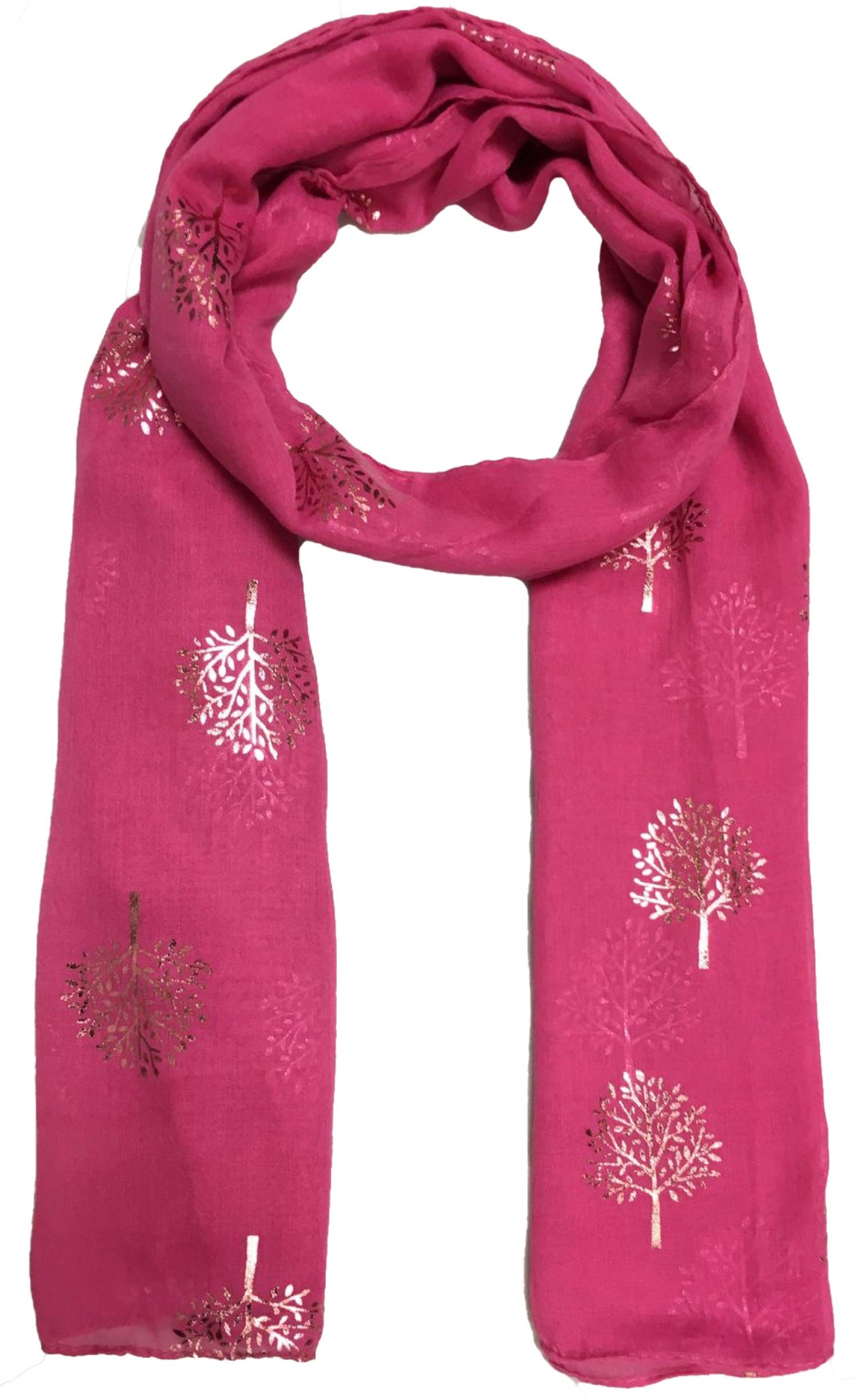 World of Shawls Silver Foil Mulberry Tree Print Fashion Scarf