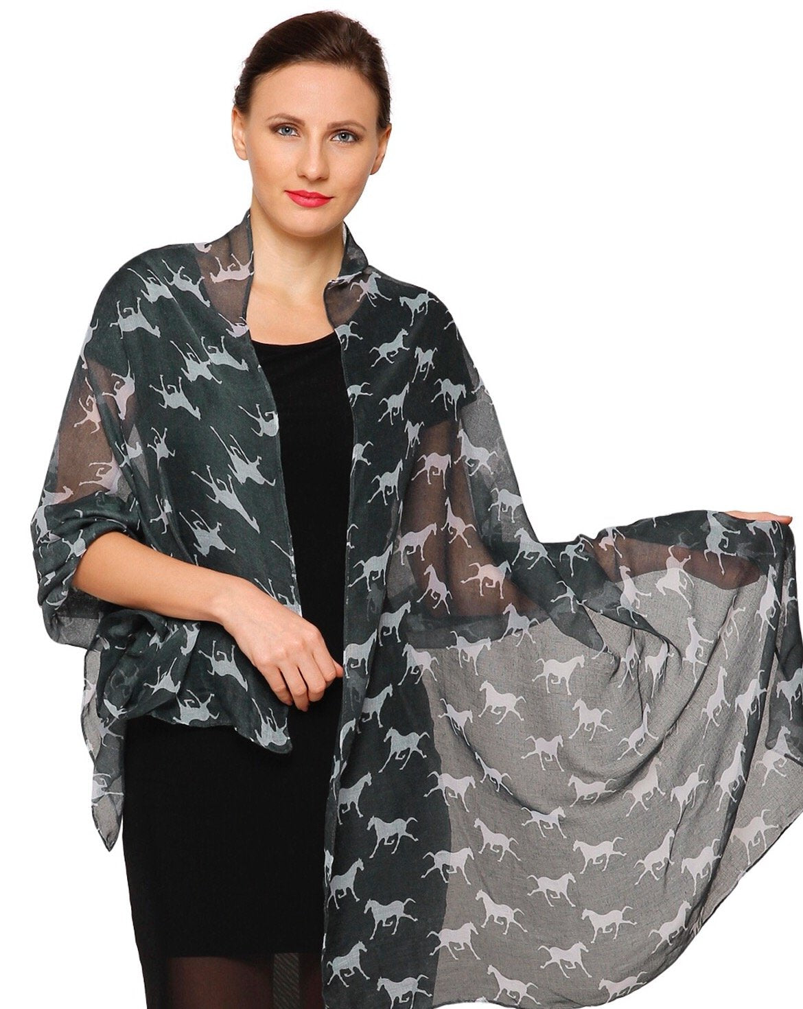 World of Shawls Horse Print Design Ladies Girls Scarf Scarves Shawl Wrap Maxi Sarong